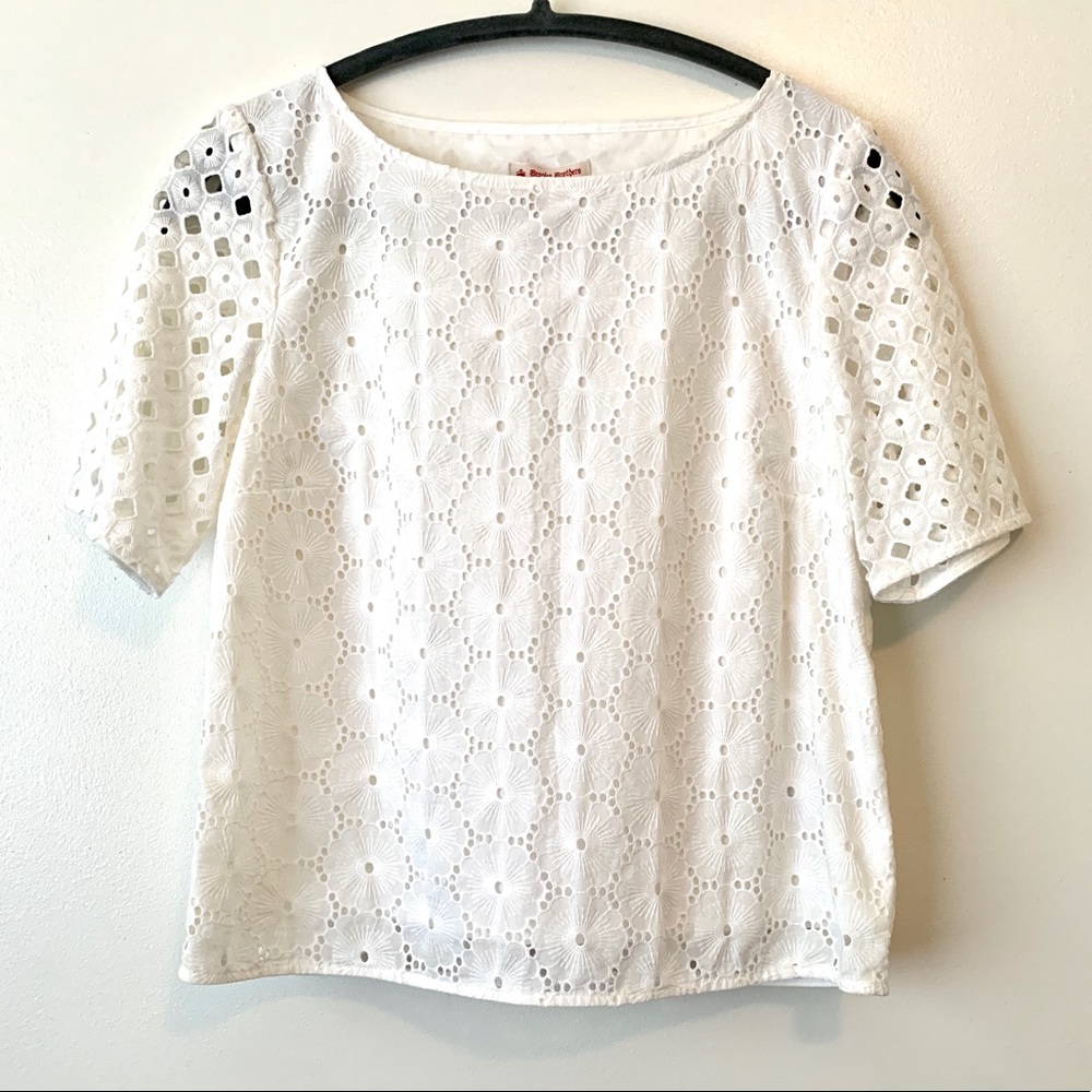 Brooks Brothers Red Fleece Eyelet Top